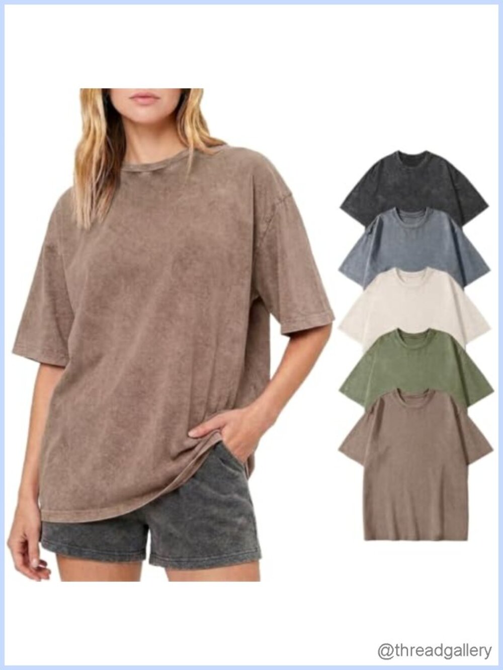 Oversized 100% Cotton Acid Wash T-Shirt Women Vintage Baggy Tee